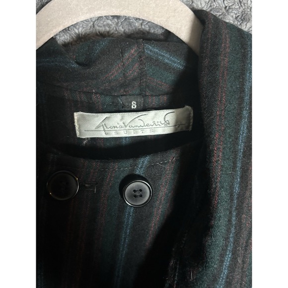 1980s hooded cape M Gloria Vanderbilt wool stripe fabulous! - Picture 2 of 3